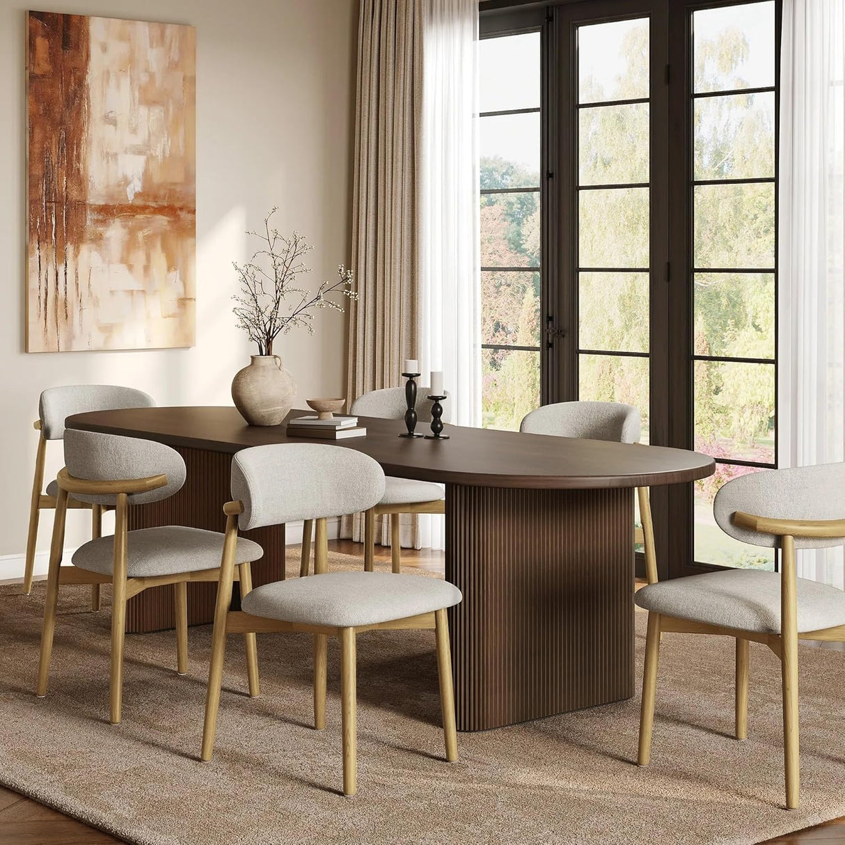 Set of 2 Solid Ash Wood Dining Chairs