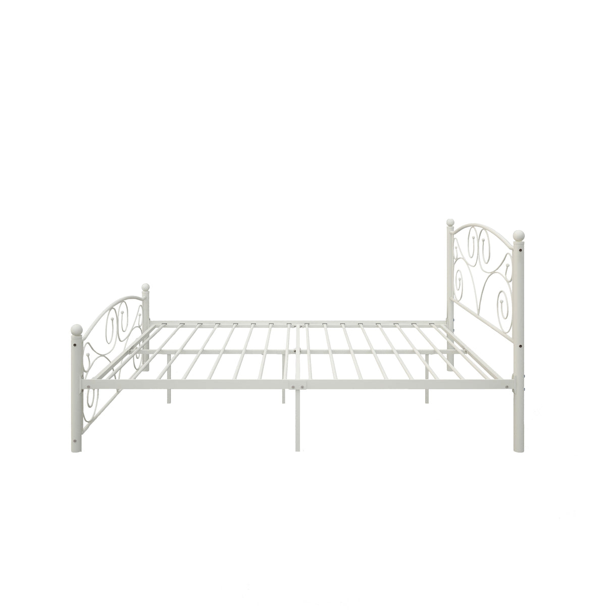 Full Size Unique Flower Sturdy System Metal Bed Frame with Headboard