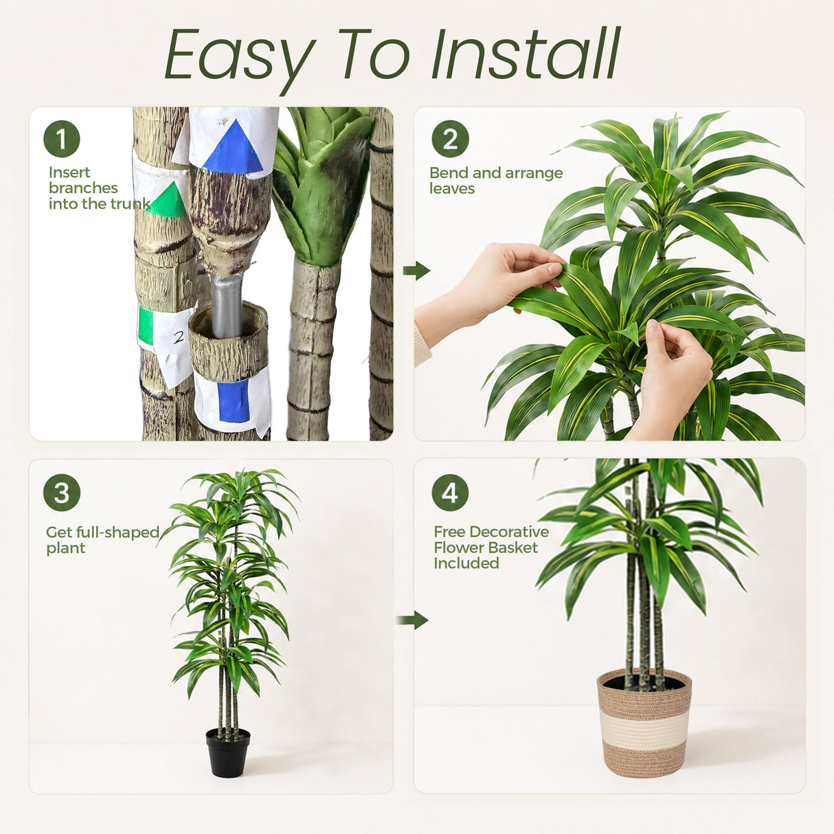 Dracaena Artificial Plant Indoor - 5.5FT