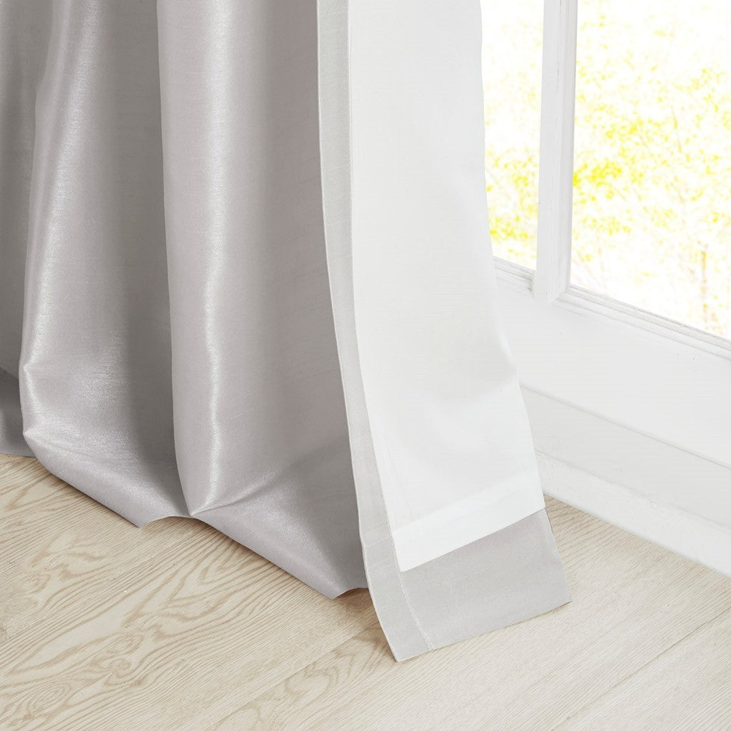 Twist tab lined window curtain panel silver 50x95"