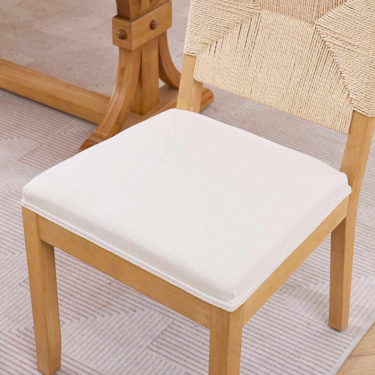Mid-Century Modern Rope Rattan Dining Chairs Set of 2