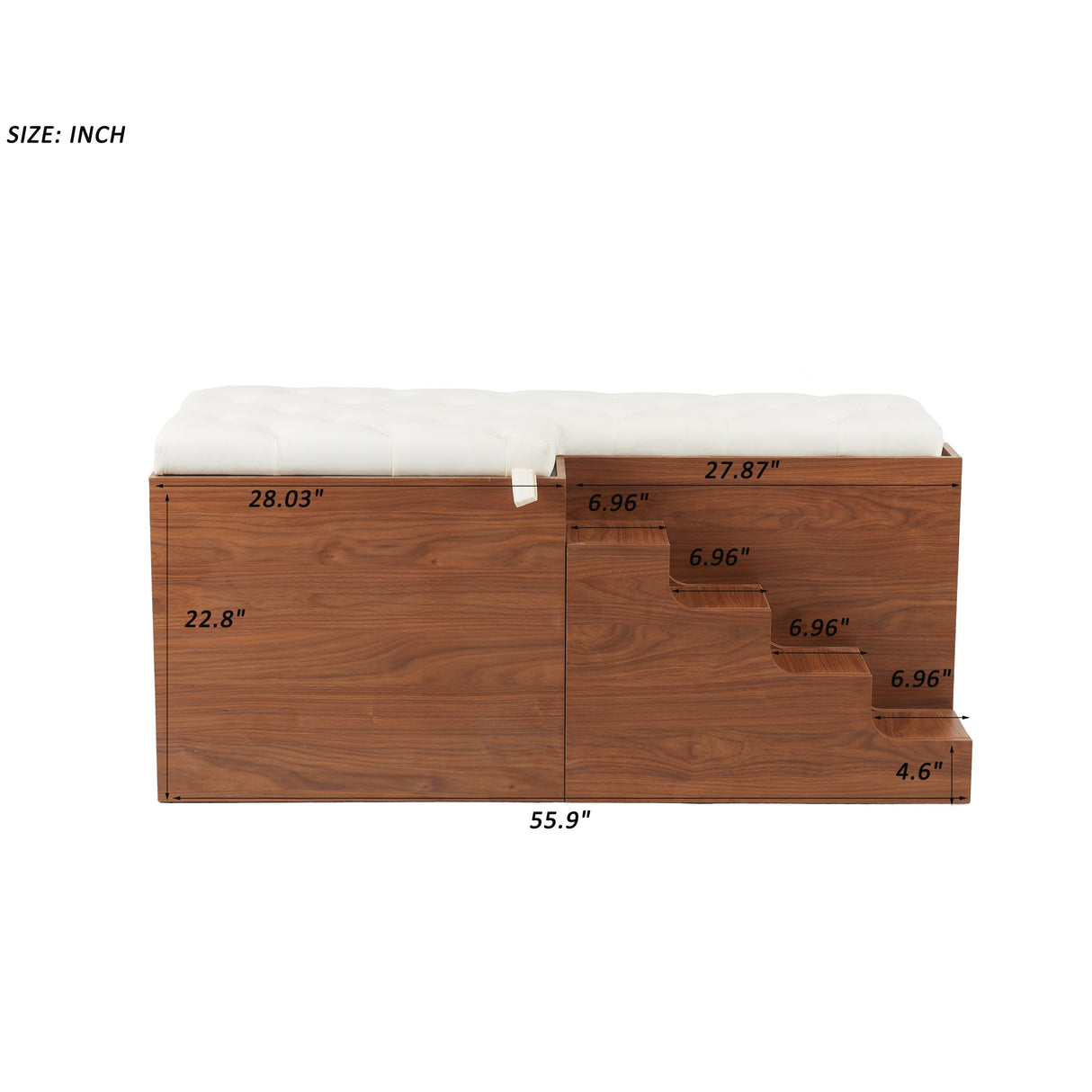 2 in 1 Dog Crate with Padded Seat Walnut 56'L Furniture Style