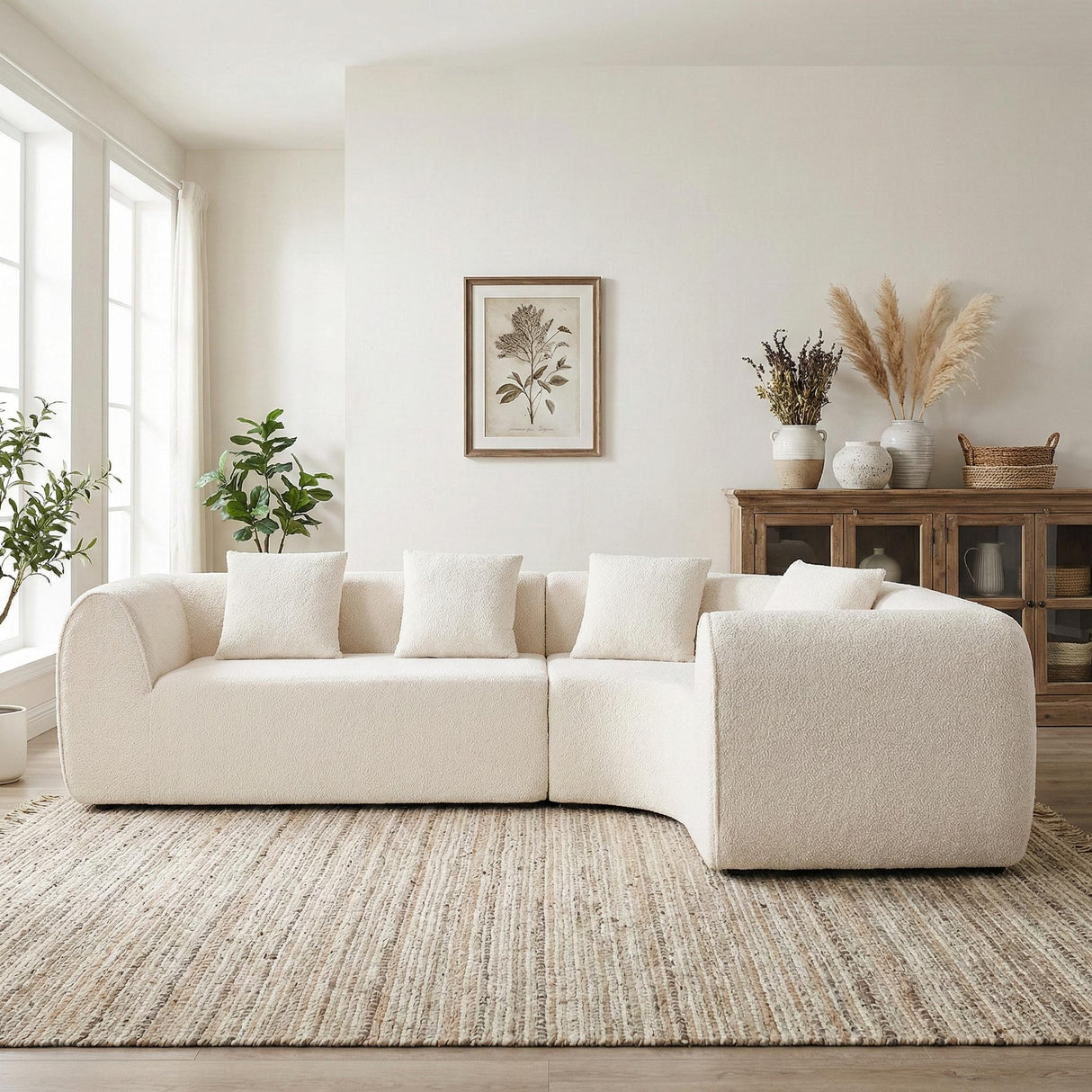 110" Modern Curved L-Shaped Modular Sectional Sofa