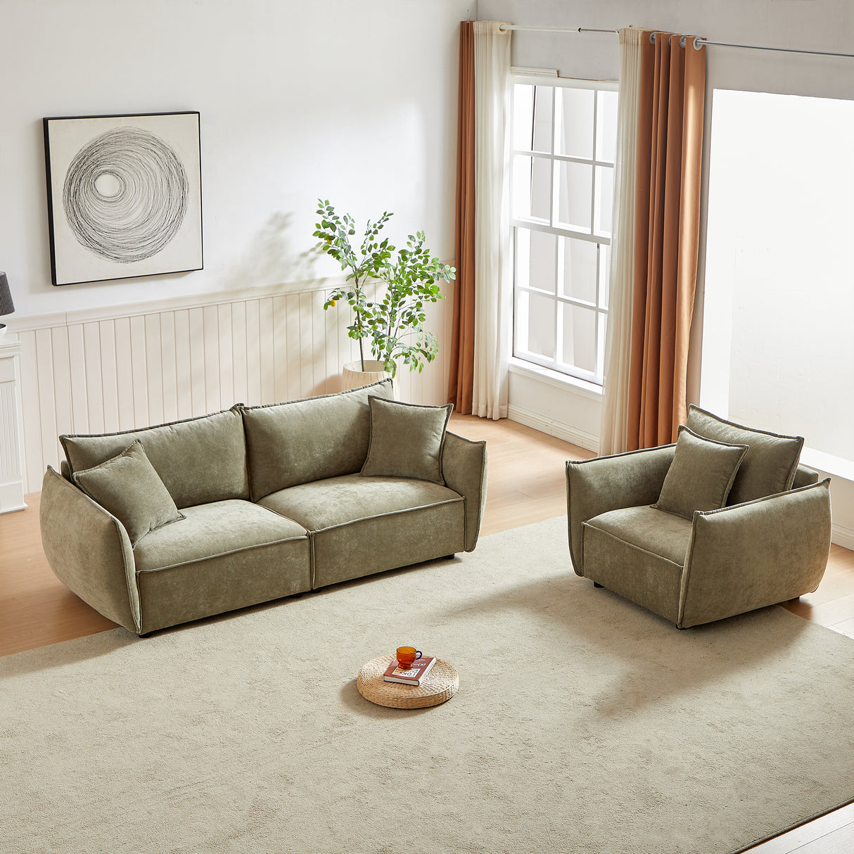 3-Seater + 1-Seater Combo Sofa Modern Living Room Sofa