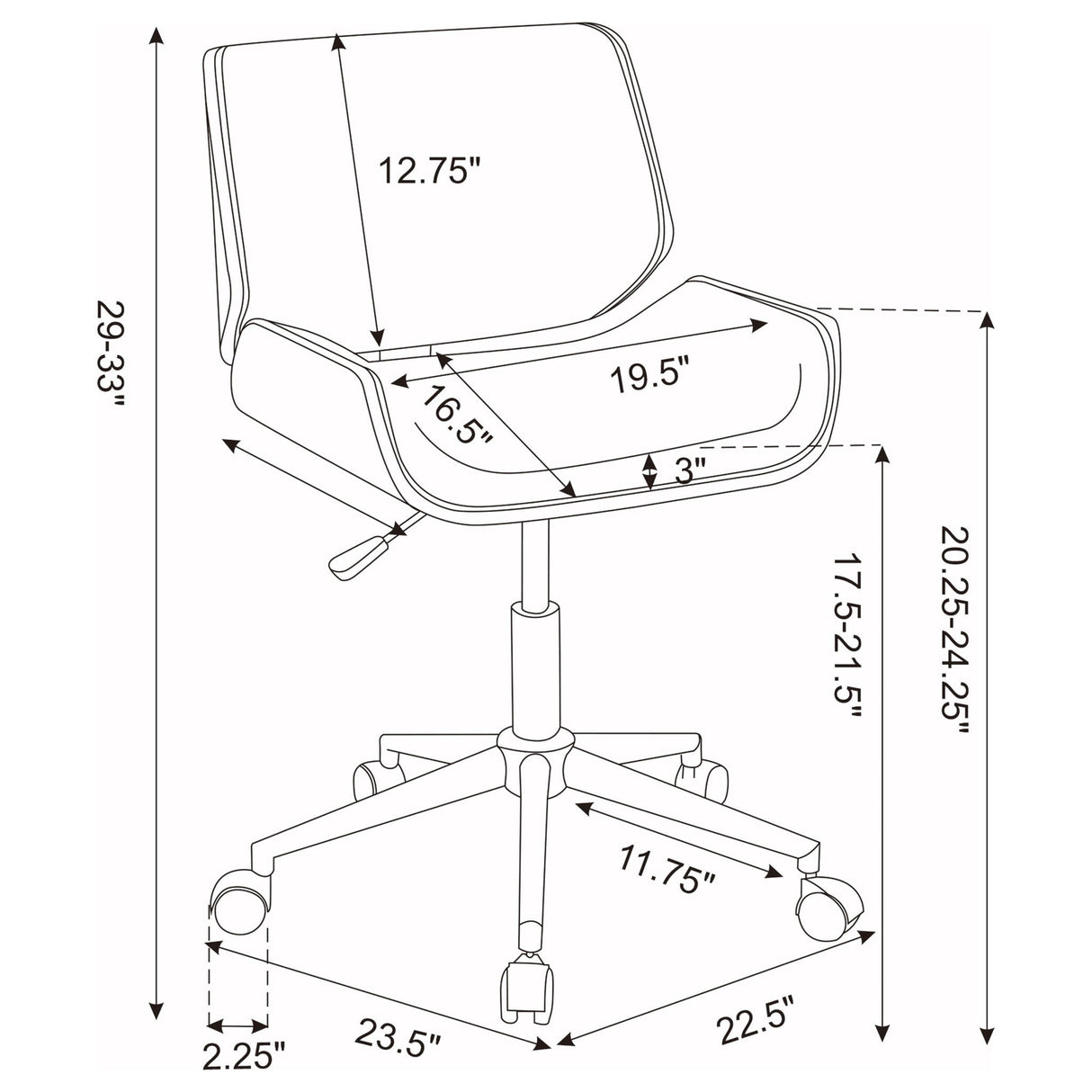 Ecru Swivel Office Chair Adjustable Height - Beige