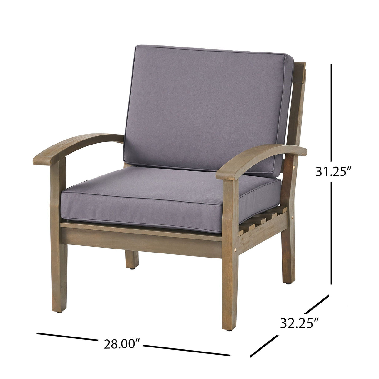 Peyton Club Chair Outdoor Seating Acacia Wood Dark Gray
