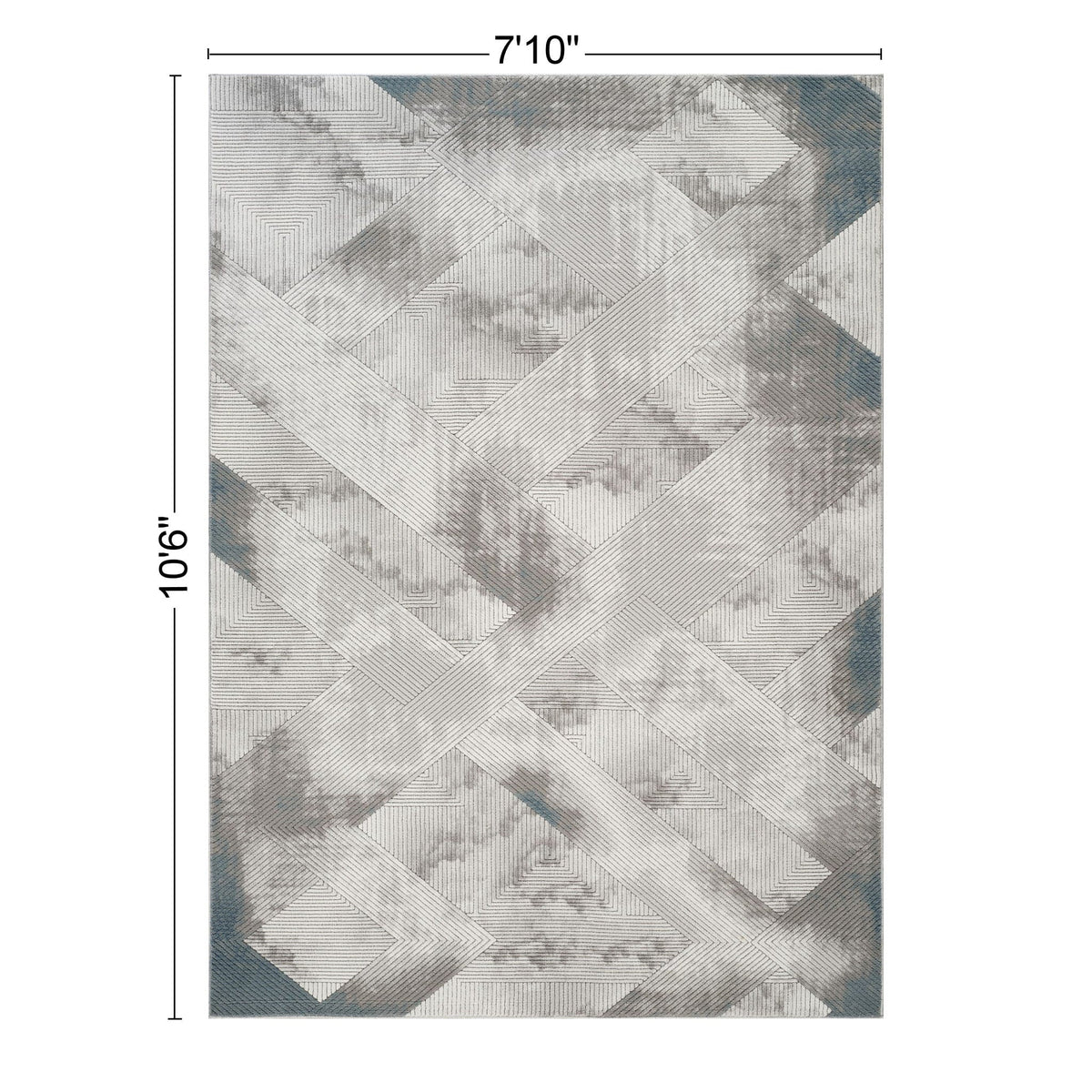 Geometric 3D Effect Area Rug with Durable Polyester - Ivory / Gray