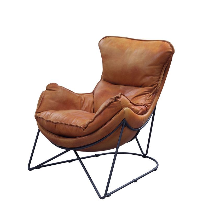 Thurshan - Accent Chair - Aperol Top Grain Leather & Black