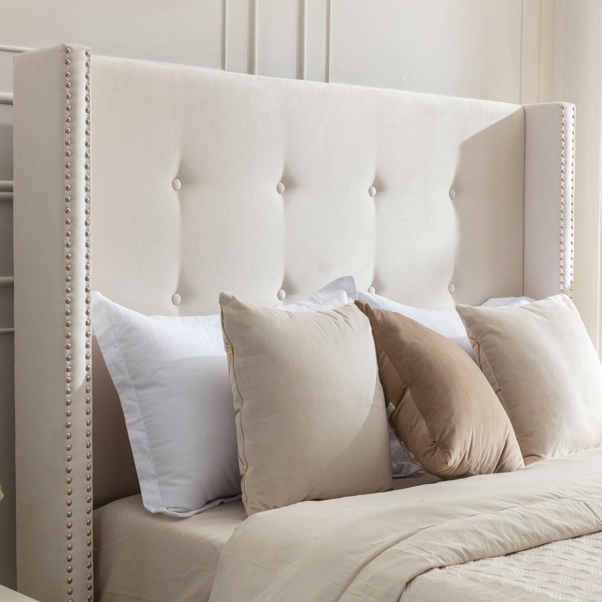 Peyton Upholstered King Bed with 54" High Headboard