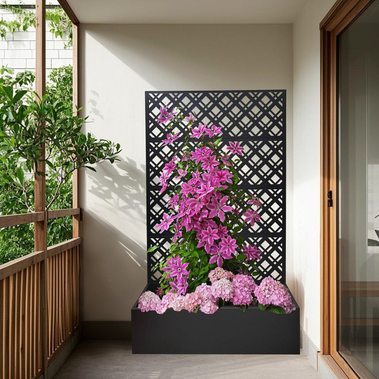 Metal Planter Raised Garden Bed with Trellis