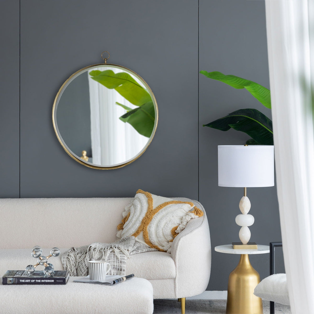 Round Mirror, Circle Mirror With Iron Frame For Living Room Bedroom Vanity Entryway, Hallway