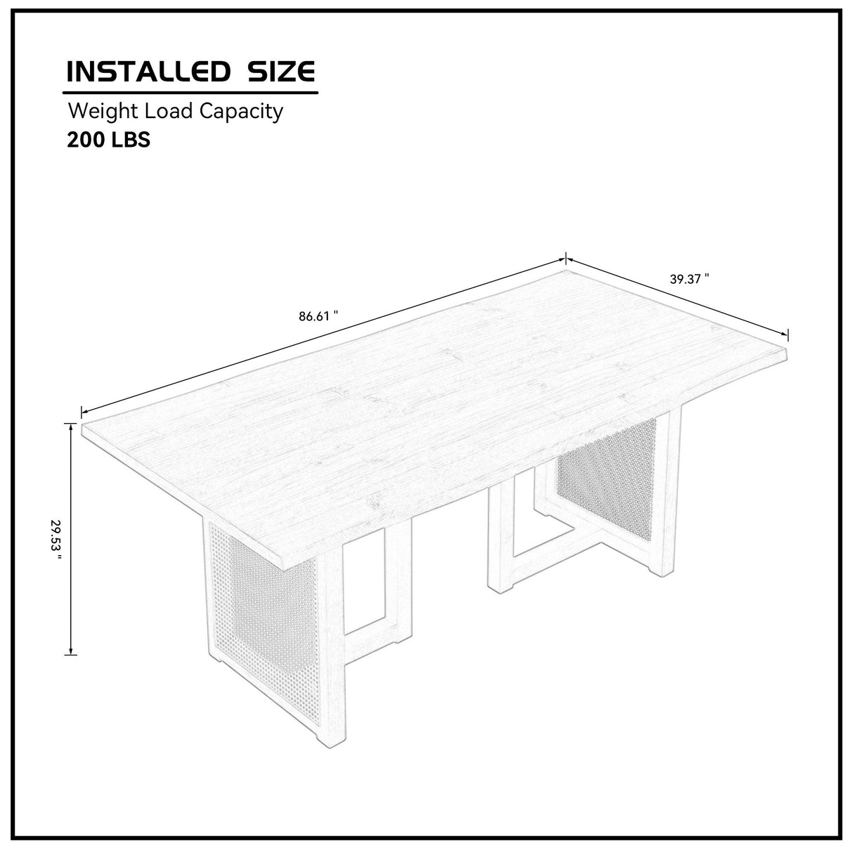 86.61 Inch Oversize Rectangular Waves Dining Table