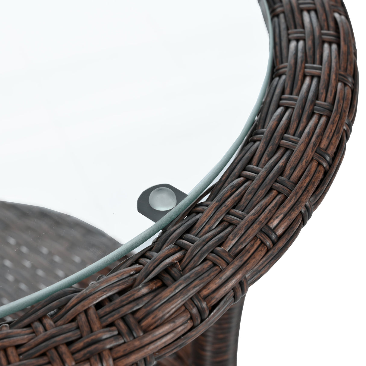 U_STYLE Outdoor Leisure Set, 2 Rattan Single Chairs with Glass Round Table