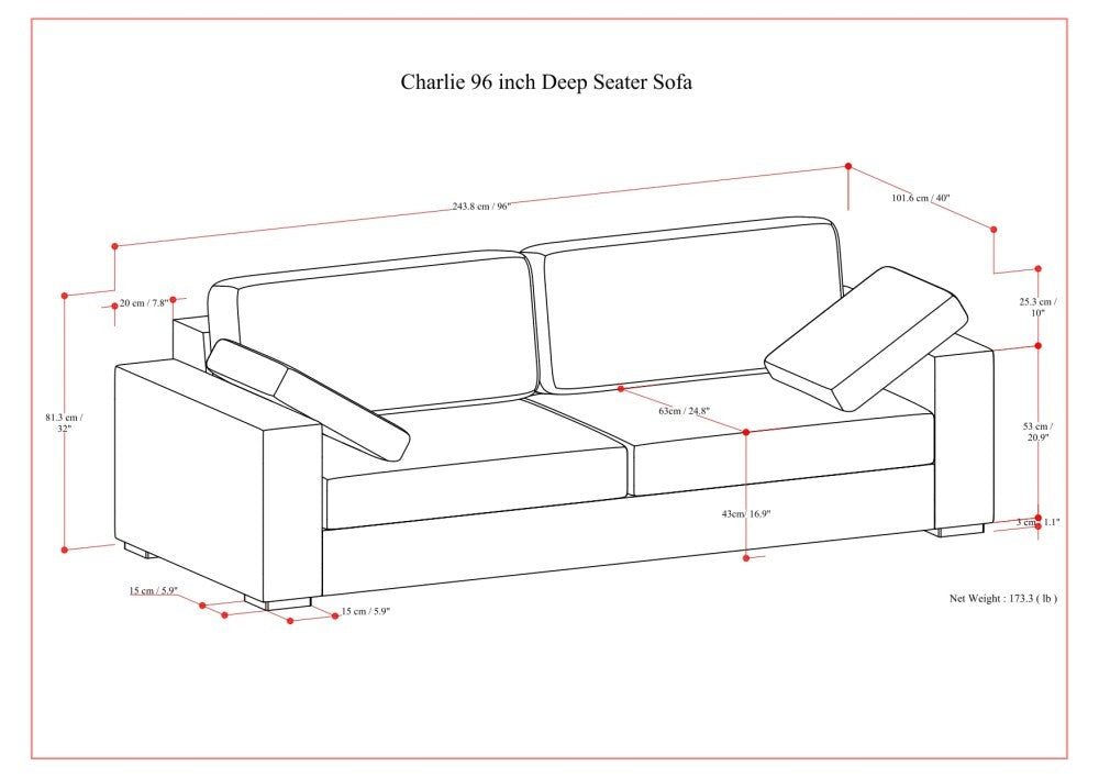 Charlie 96 Inch Deep Seater Sofa
