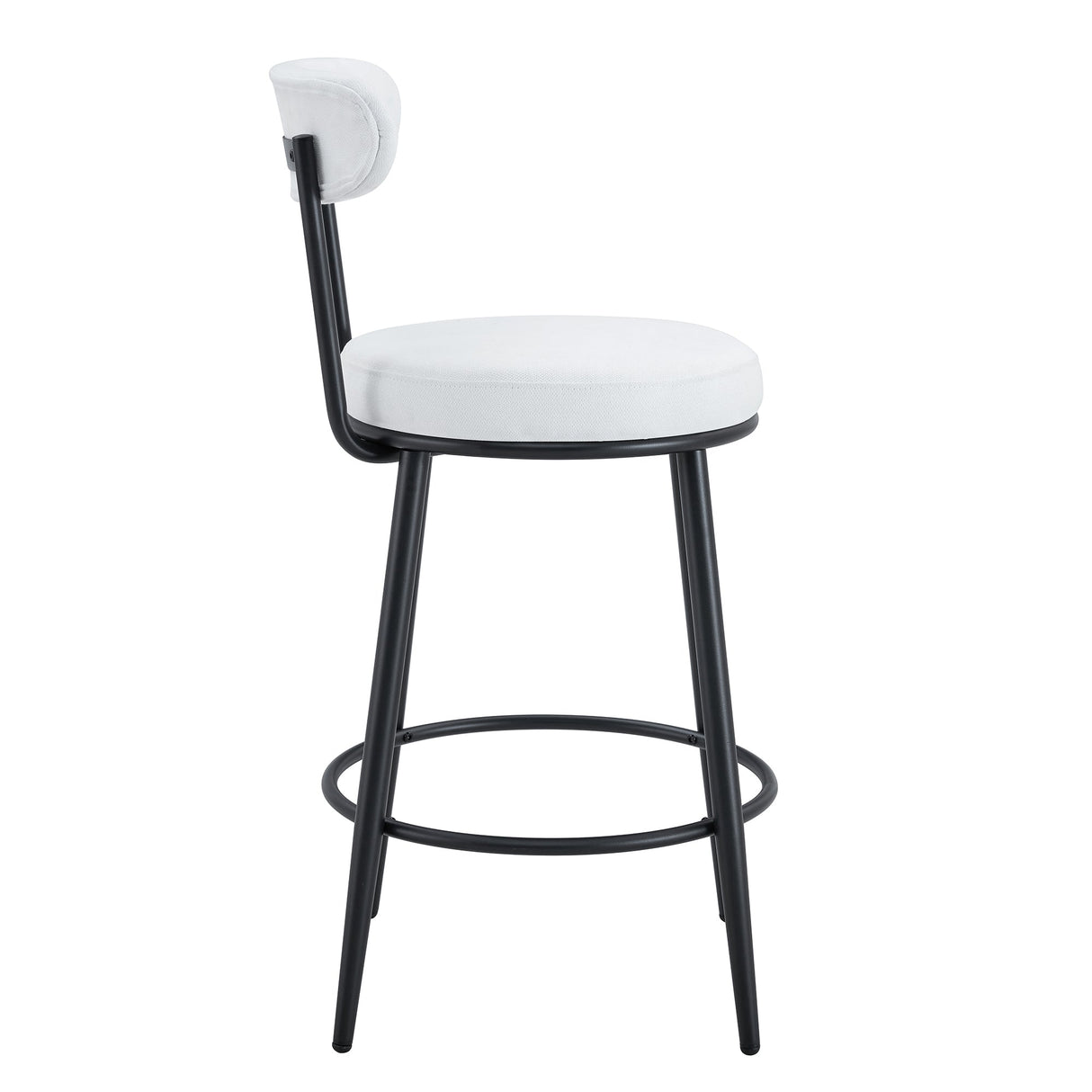 Fashionable Ergonomic High Legged Bar Chairs with White Fabric Cushions - Set of 2