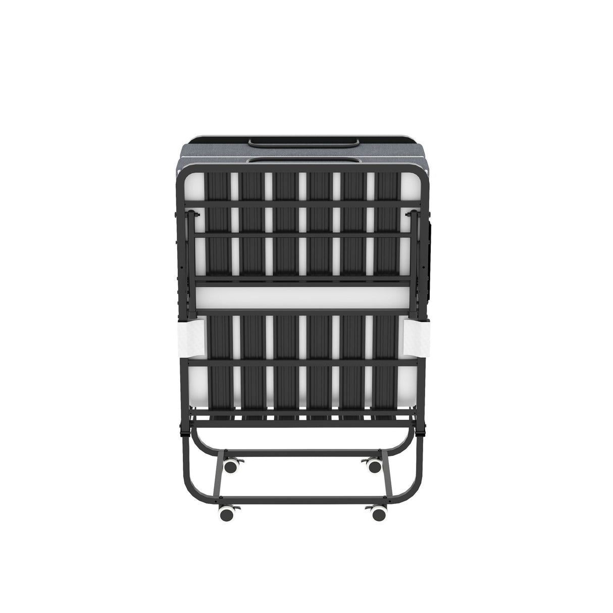Twin Folding Bed With Memory Foam Mattress, Space Saving Rollaway Guest, On Wheels, Portable For Adults & Guests - Black