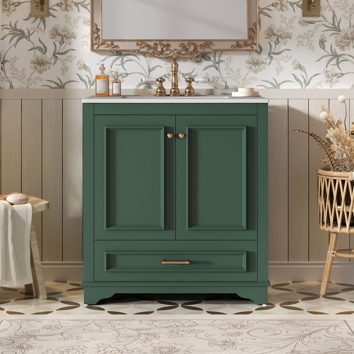 Bathroom Vanity With Sink, Cabinet & 2 Soft Closing Doors & Adjustable Shelf
