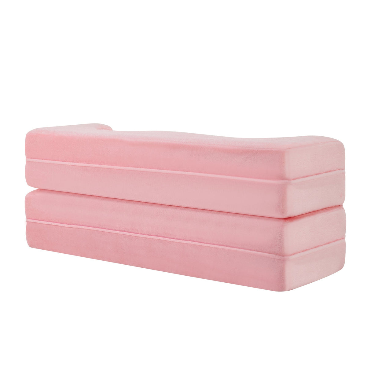 71-Inch Folding Sofa Bed in Pink Chenille with High-Density Foam