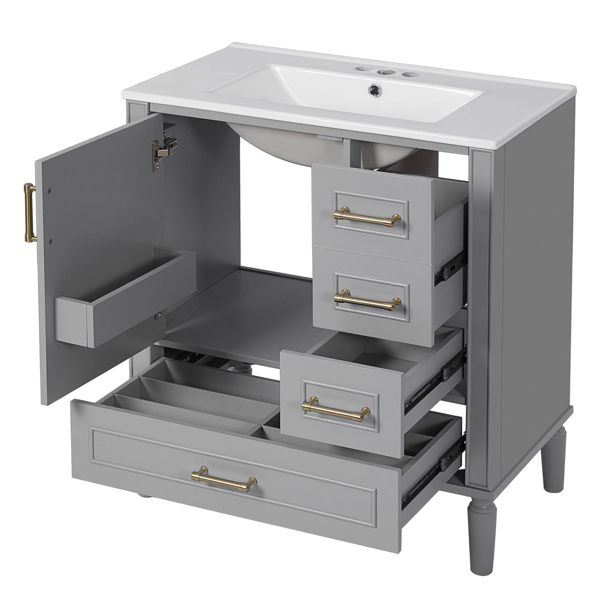 Traditional Bathroom Vanity Set With Soft Close Doors
