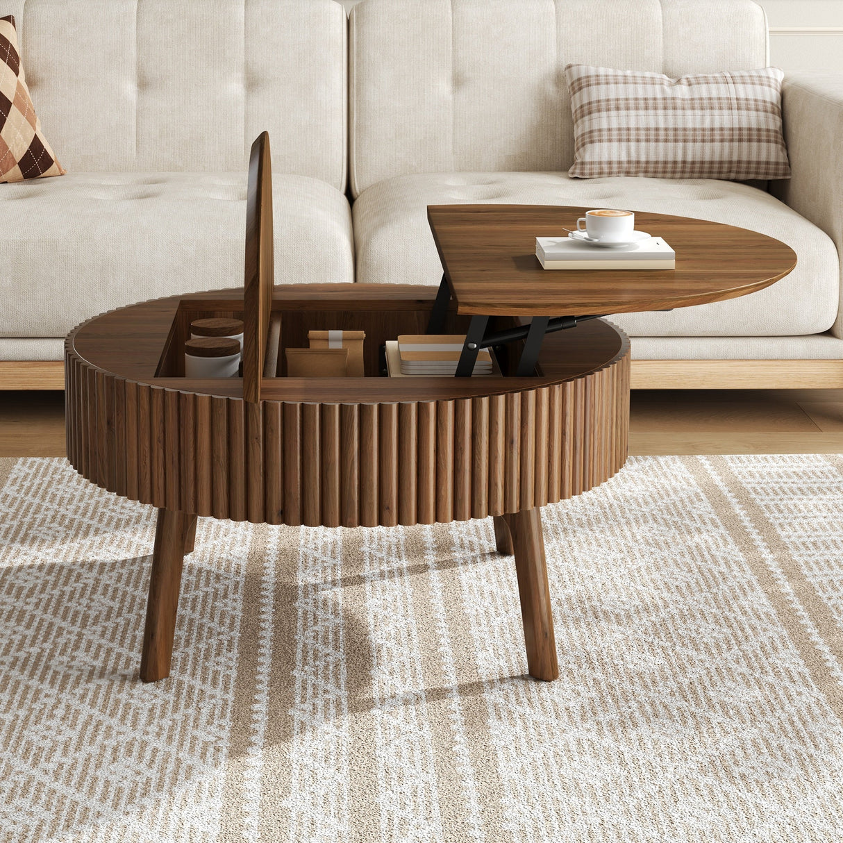 Modern Round Lift-Top Coffee Table