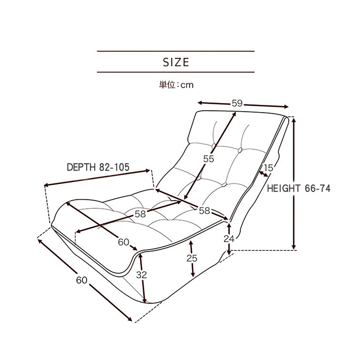 Reclining Japanese Chair Lazy Sofa Tatami Balcony Adjustable Chair