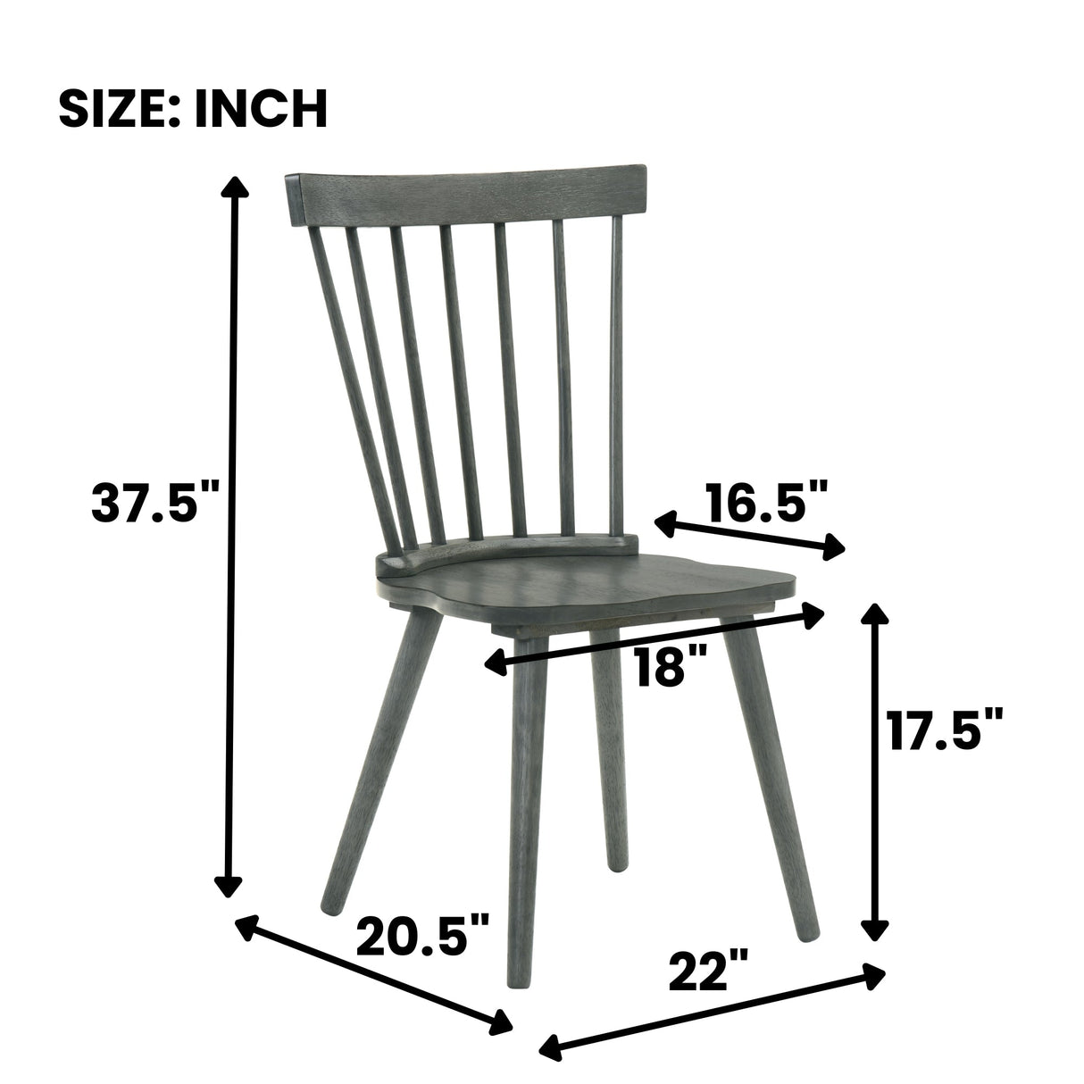 Modern Farmhouse Spindle Back Dining Chairs, Set of 2