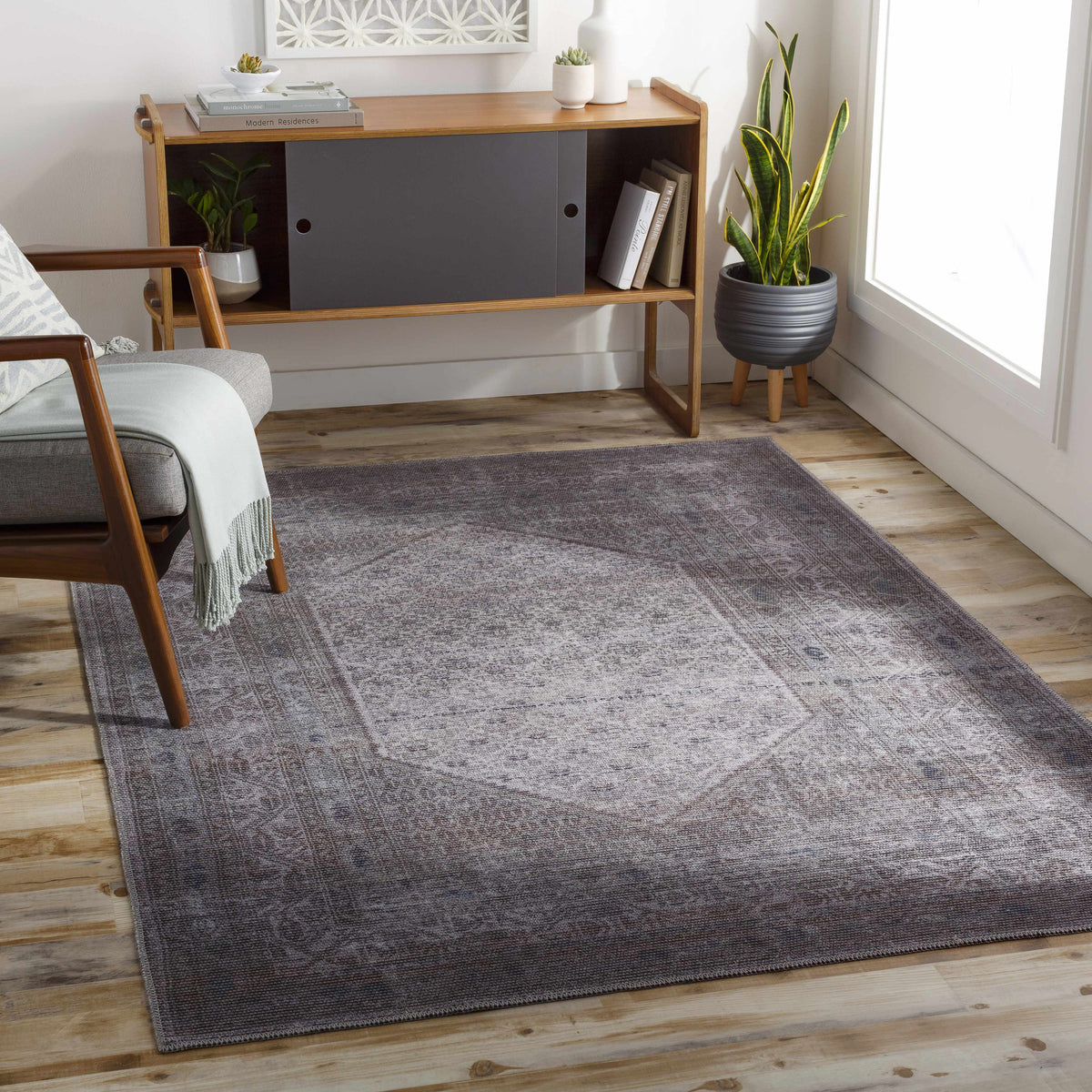 Brown Ballinasloe Vintage Washable Area Rug - Clearance