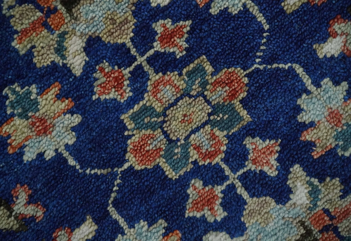 Blue and Rust Turkish Design Traditional Serapi 8X10 Hand Knotted Wool Area Rug