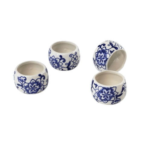 Blue Garden Napkin Ring Set (Set of 4) - Tuesday Morning - Napkin Rings