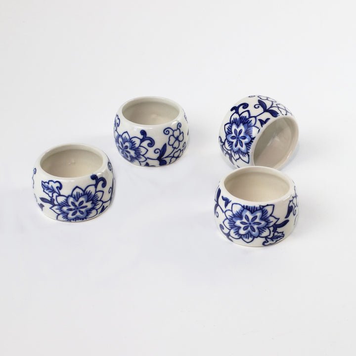 Blue Garden Napkin Ring Set (Set of 4) - Tuesday Morning - Napkin Rings