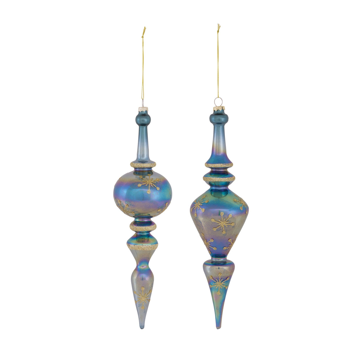 Blue Irredescent Glass Finial Drop Ornament (Set of 6) - Tuesday Morning - Decorative Objects