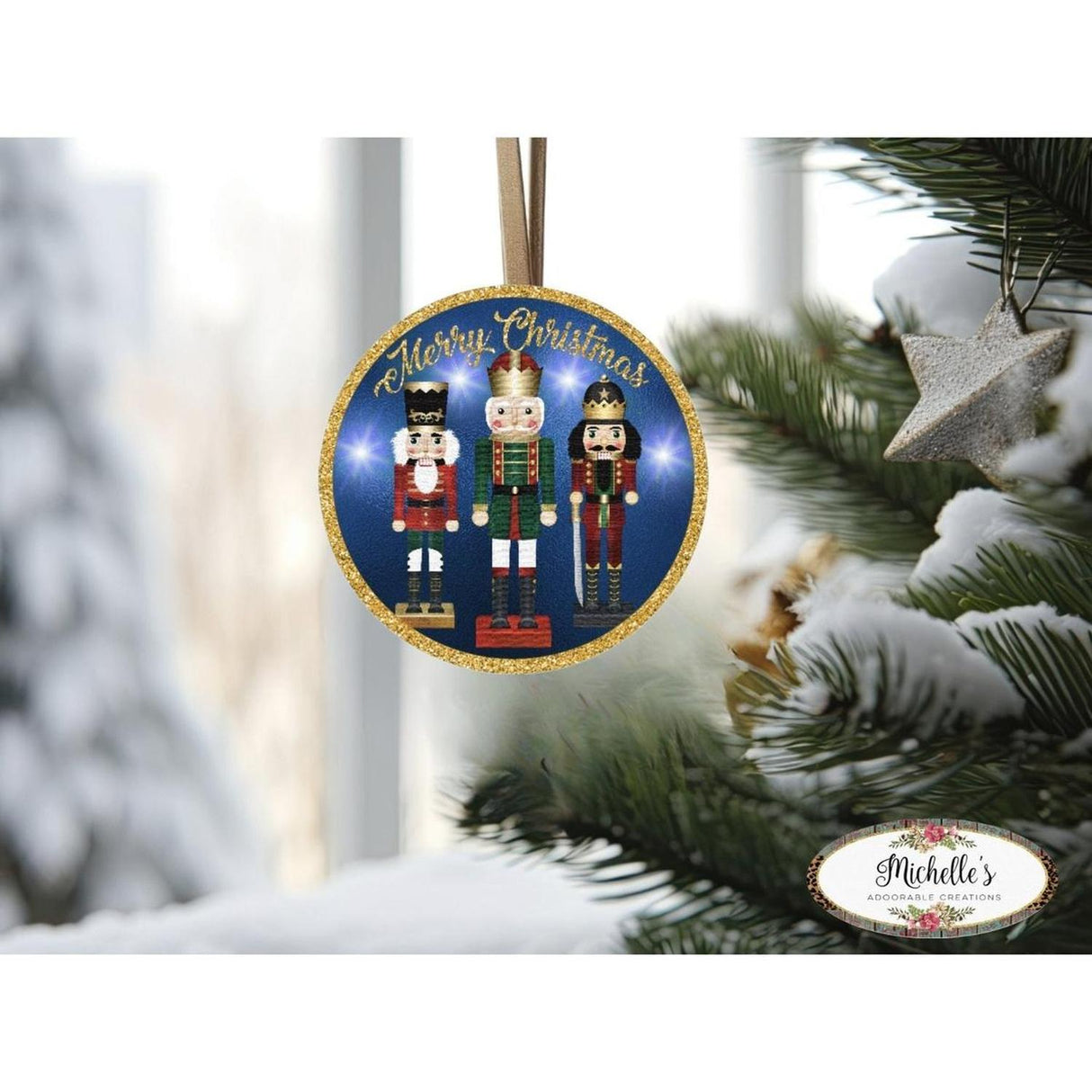 Blue Nutcracker Merry Christmas Sign