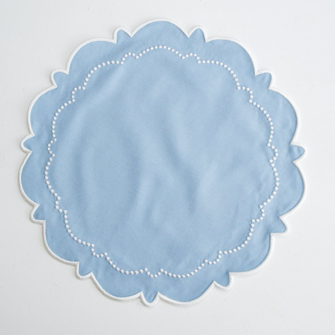 Harmony Blue Round Fabric Placemats