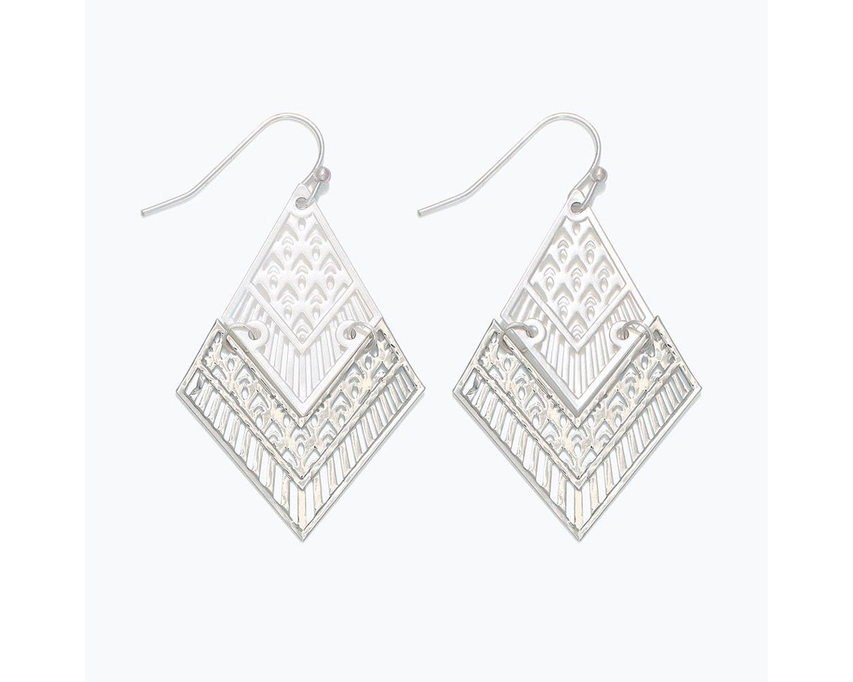 Hinged Silver Filigree Earrings – Matte and Shiny Finish
