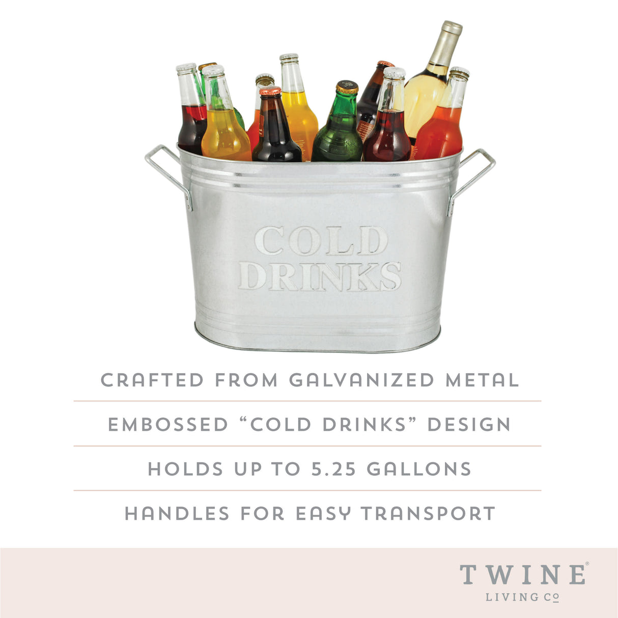 Cold drinks galvanized metal tub by twine®
