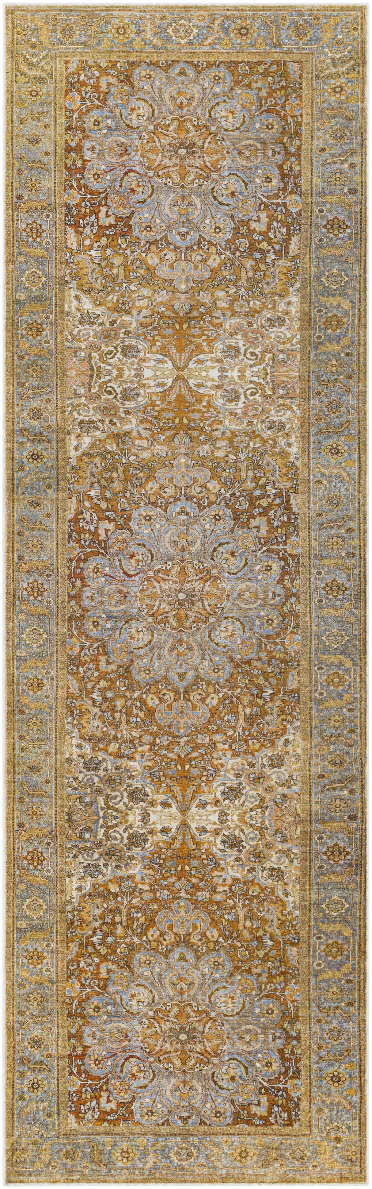 Bonbon Mustard & Blue Washable Rug