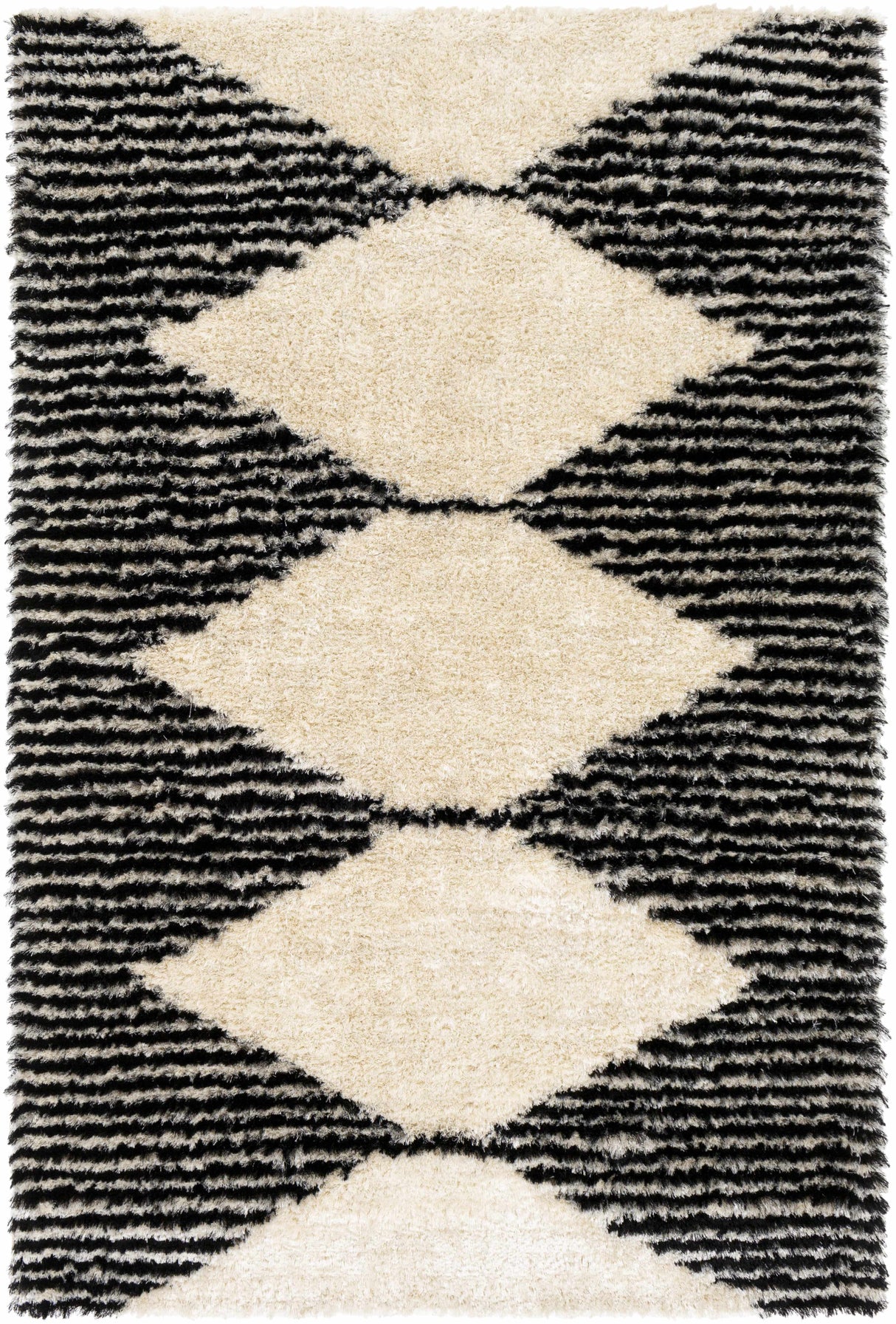 Aberchirder Ivory&Black Diamond Plush Rug - Clearance