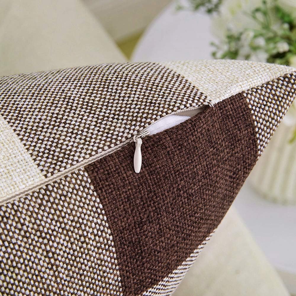 Pack of 1 buffalo-check throw pillow (cover and insert) size 18"x18 with 450g insert