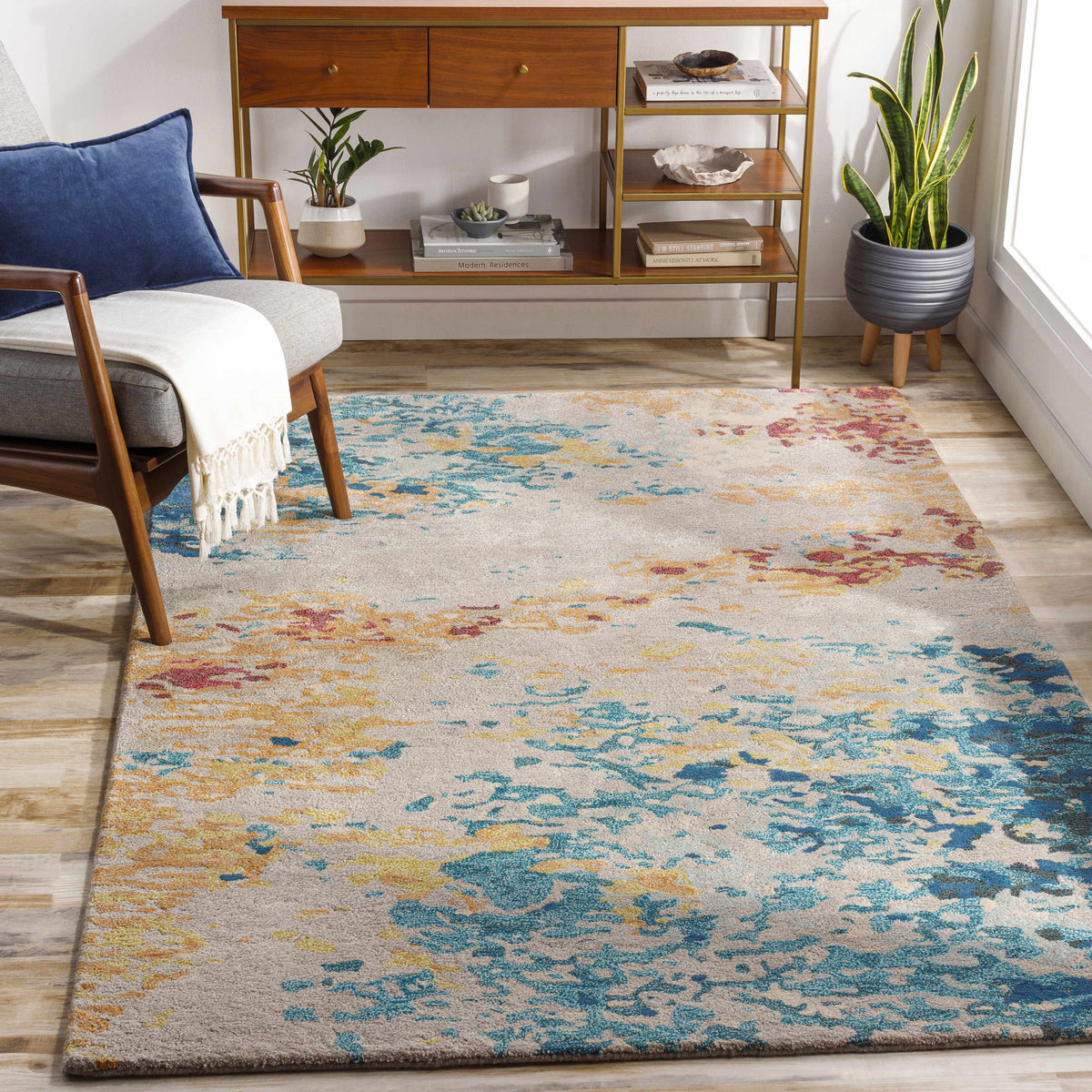 Bualan Stone Pattern Wool Blend Rug - Clearance