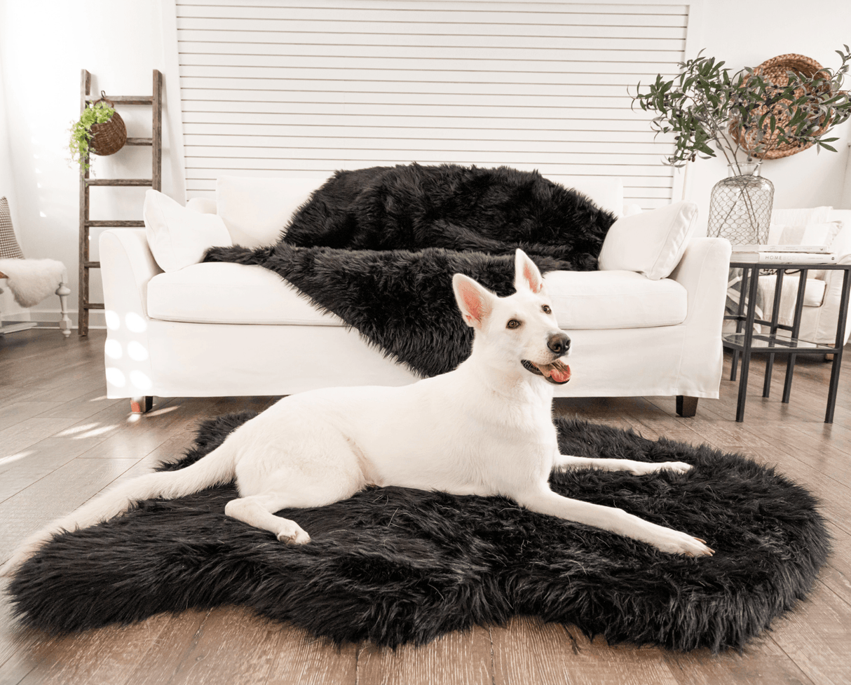 PupRug by Paw.com® Faux Fur Orthopedic Dog Bed - Curve Midnight Black