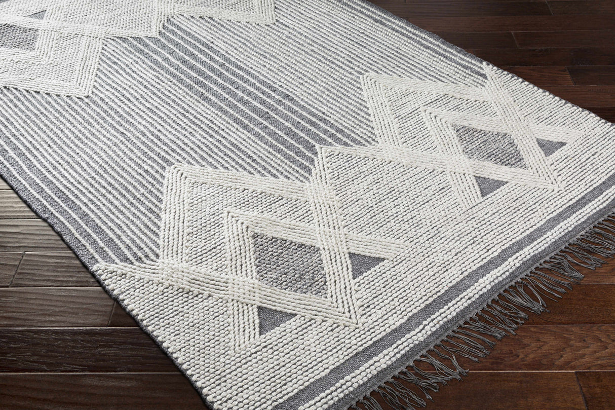 Aldbourne Gray Tassel Flatweave Wool Rug - Clearance