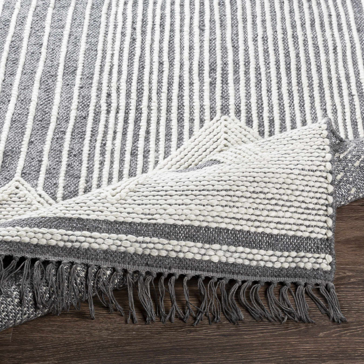 Aldbourne Gray Tassel Flatweave Wool Rug - Clearance