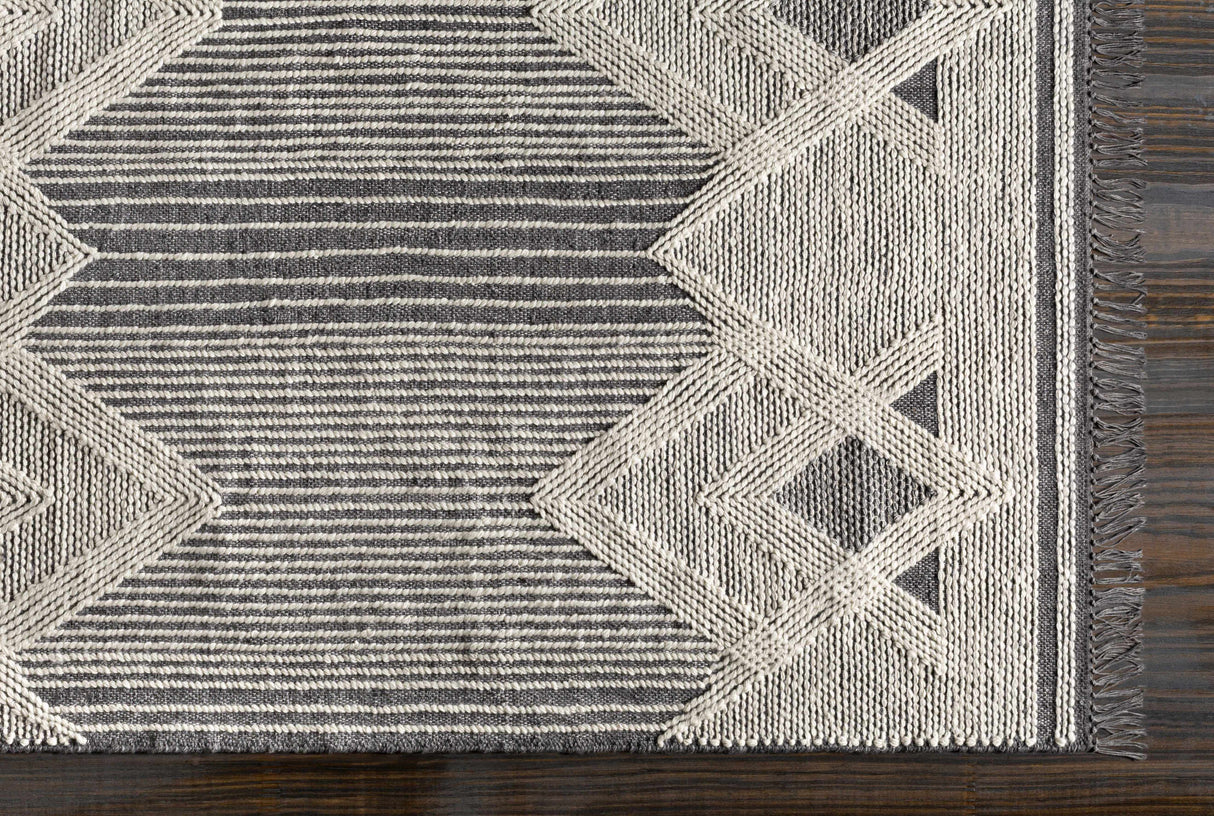 Aldbourne Gray Tassel Flatweave Wool Rug - Clearance
