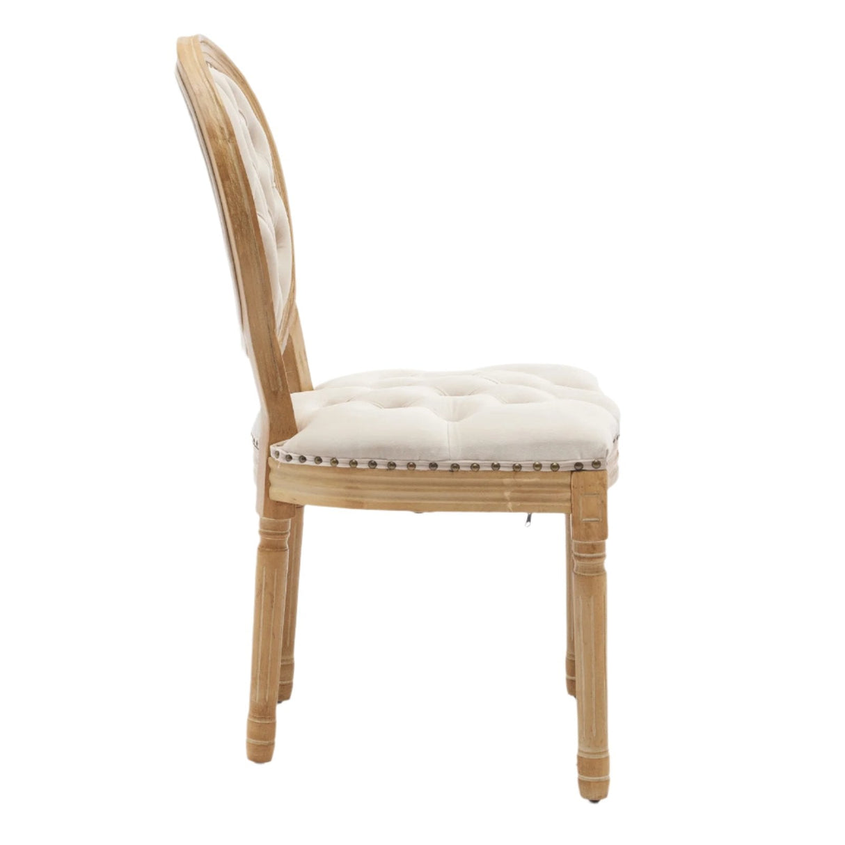 Button Tufted Upholstered Dining Chair with Round Back and Nailhead Trim, Set of 2 - Dining Chairs