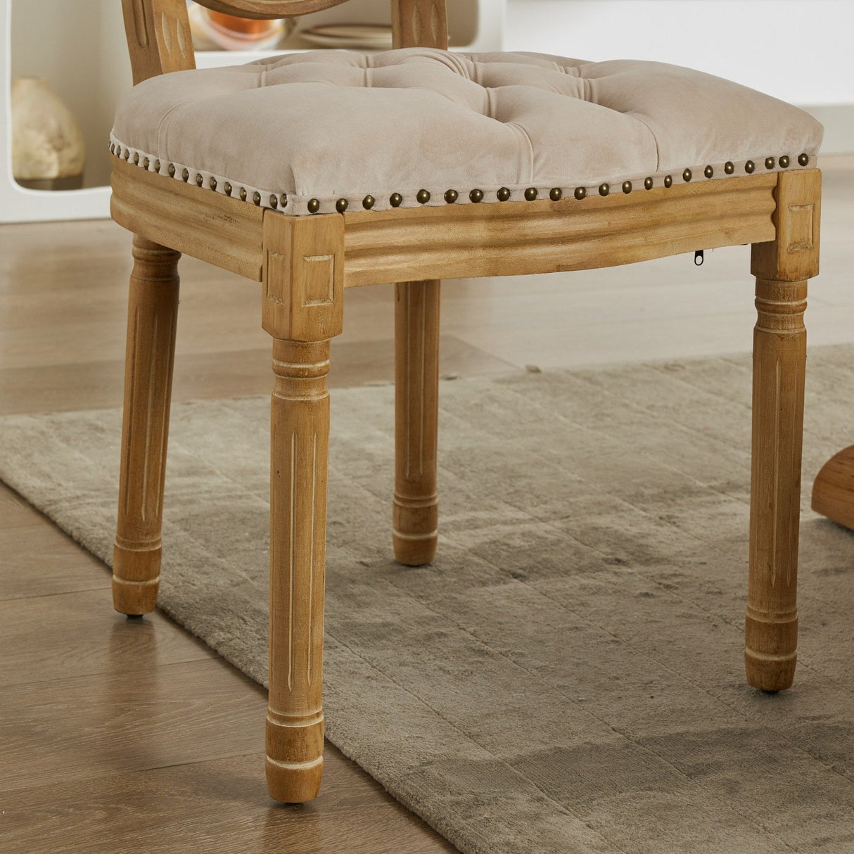 Button Tufted Upholstered Dining Chair with Round Back and Nailhead Trim, Set of 2 - Dining Chairs