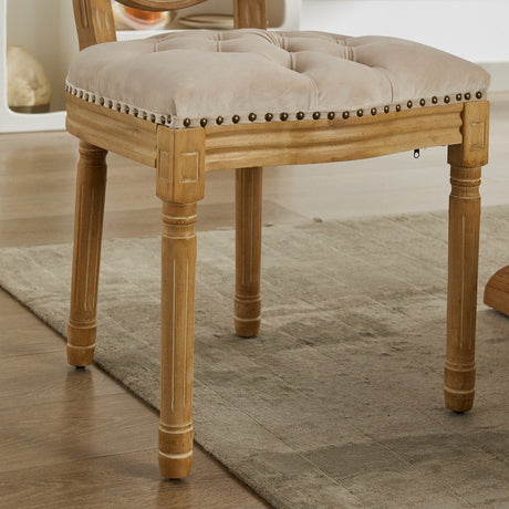 Button Tufted Upholstered Dining Chair with Round Back and Nailhead Trim, Set of 2 - Dining Chairs