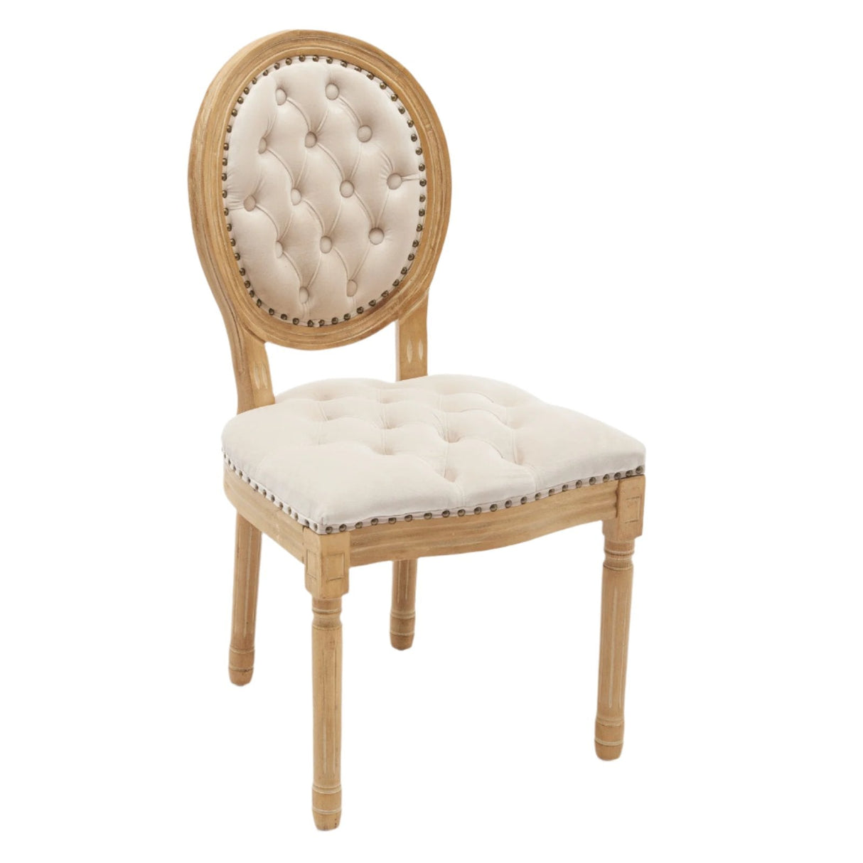 Button Tufted Upholstered Dining Chair with Round Back and Nailhead Trim, Set of 2 - Dining Chairs