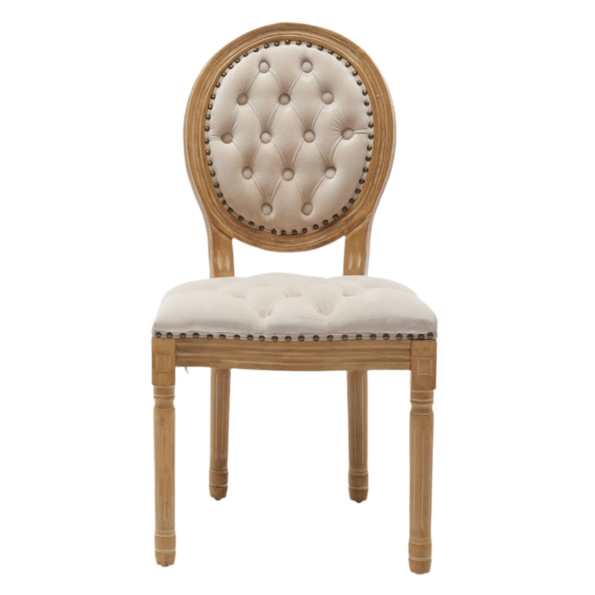 Button Tufted Upholstered Dining Chair with Round Back and Nailhead Trim, Set of 2 - Dining Chairs