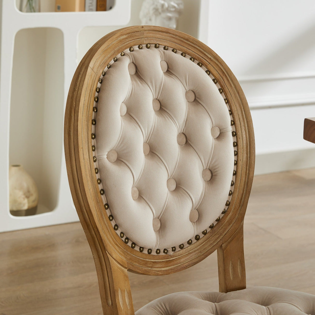 Button Tufted Upholstered Dining Chair with Round Back and Nailhead Trim, Set of 2 - Dining Chairs