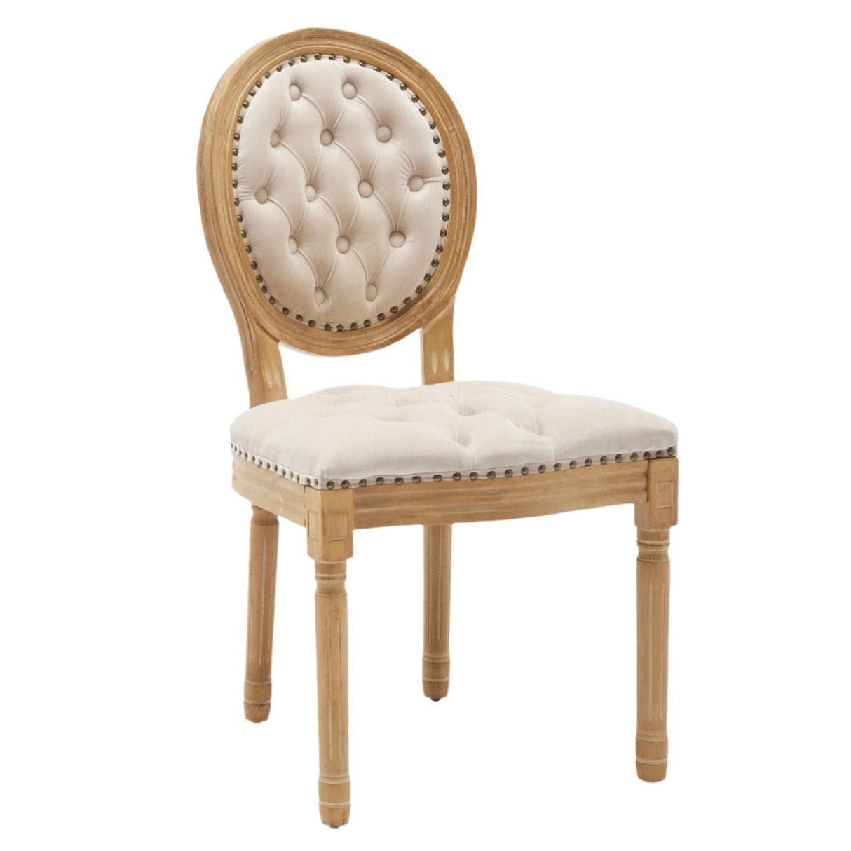 Button Tufted Upholstered Dining Chair with Round Back and Nailhead Trim, Set of 2 - Dining Chairs